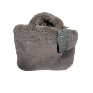 Vegan Faux Fur Handbag With Gold Chain -12" x 8" - Expressions NYC‎